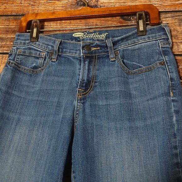 Old Navy Jeans Size 6 Short The Sweetheart Boot Cut Mid Rise Blue Denim Stretch - Picture 4 of 8